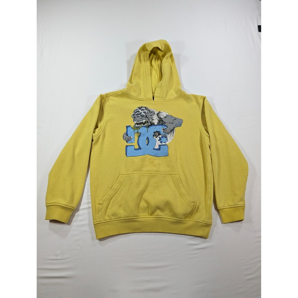 DC Shoes Monster Graphic Hoodie Yellow Pullover Sweatshirt Boys Medium